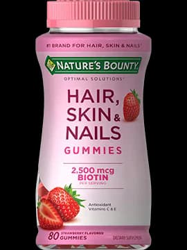 Front of Nature's Bounty Optimal Solutions Hair, Skin & Nails Gummies 80-count bottle