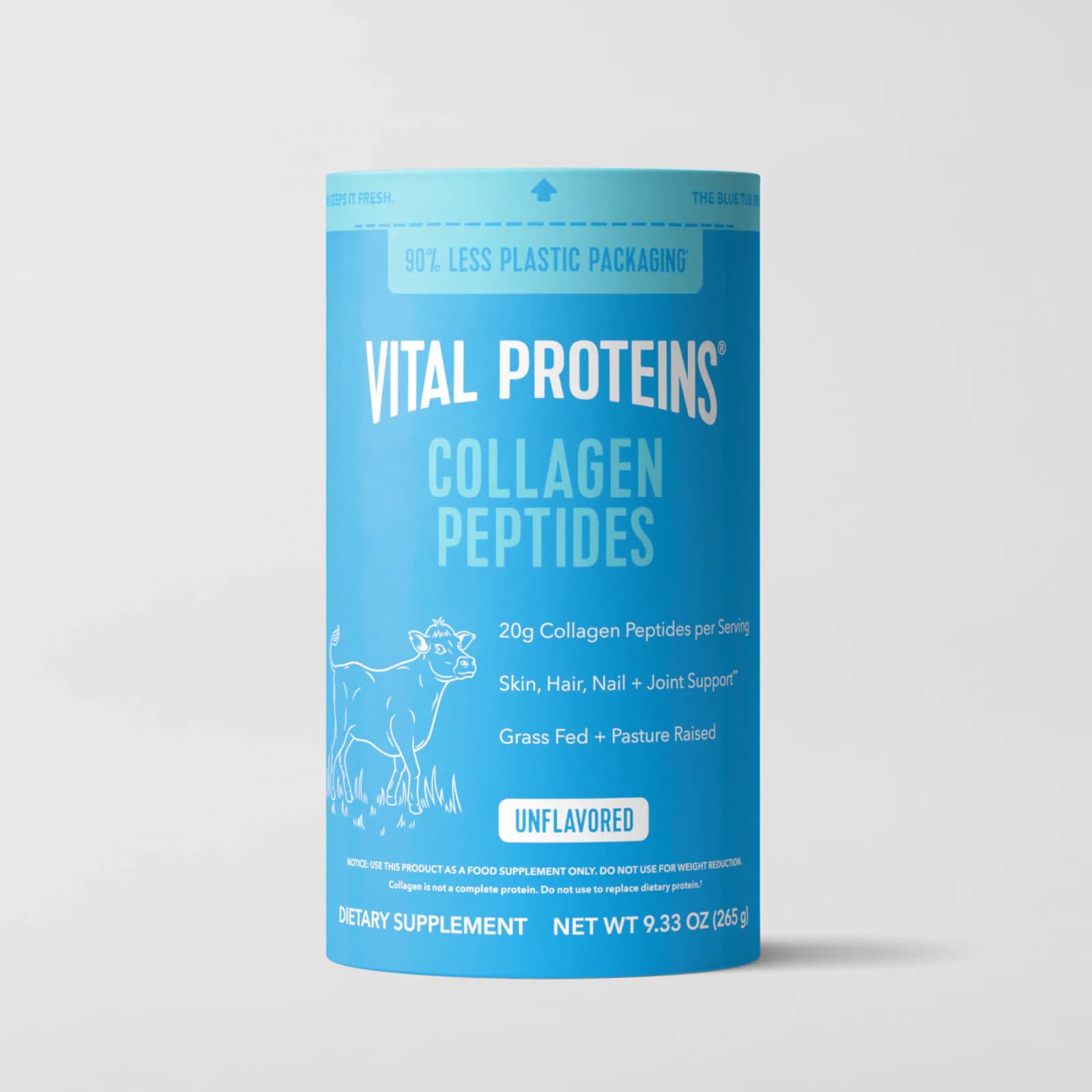 Front of Vital Proteins Collagen Peptides unflavored 9.33 oz paper canister