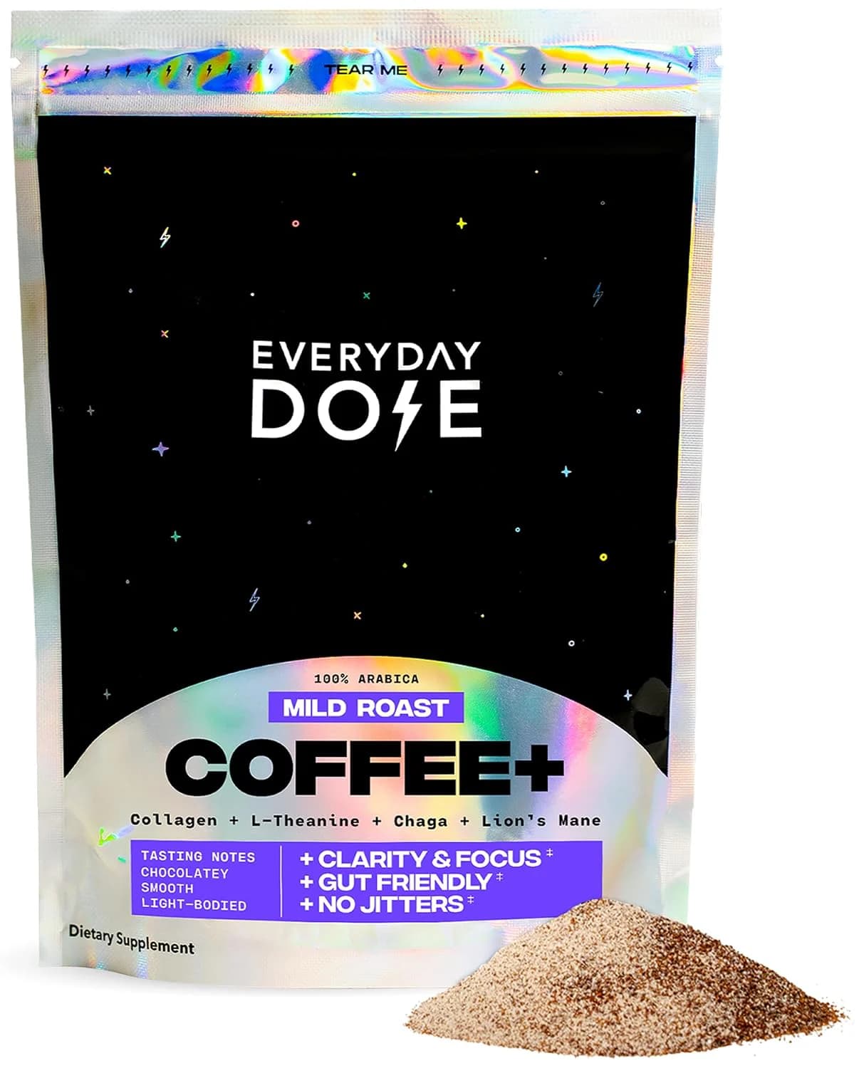 Front of Everyday Dose Coffee+ Mild Roast 30-serving pouch