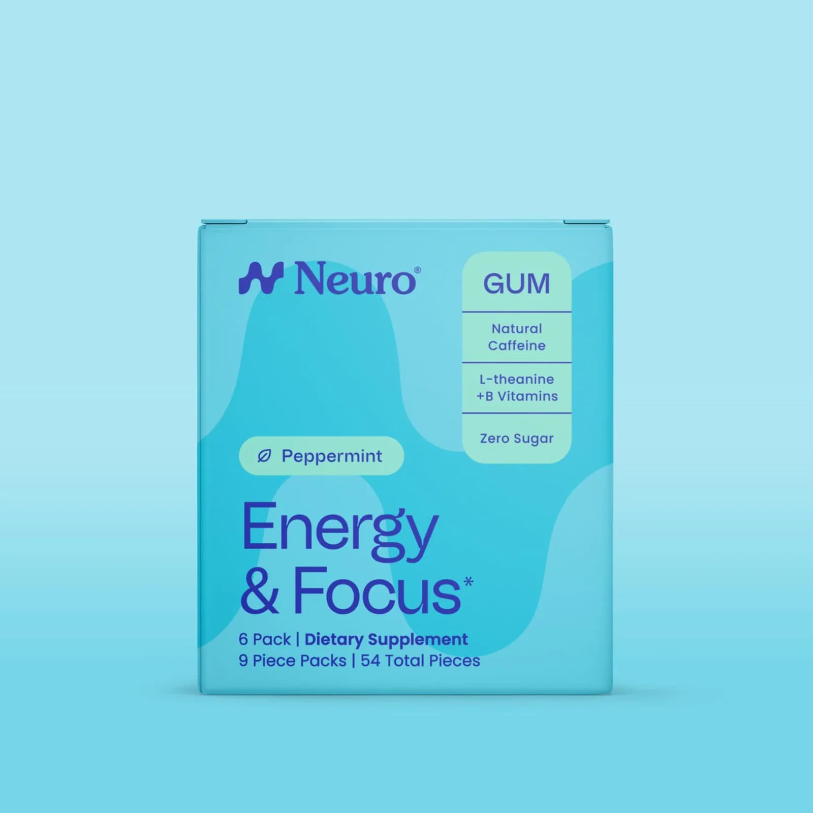 Front of Neuro Energy & Focus Gum Peppermint 54-piece box