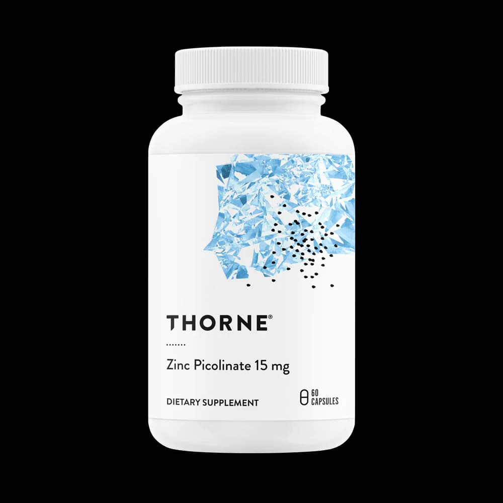 Front of Thorne Zinc Picolinate 15 mg 60-capsule bottle