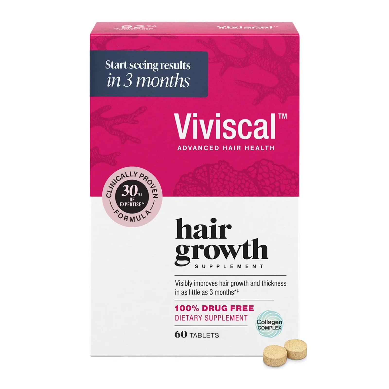 Front of Viviscal Hair Growth Supplement 60-tablet box