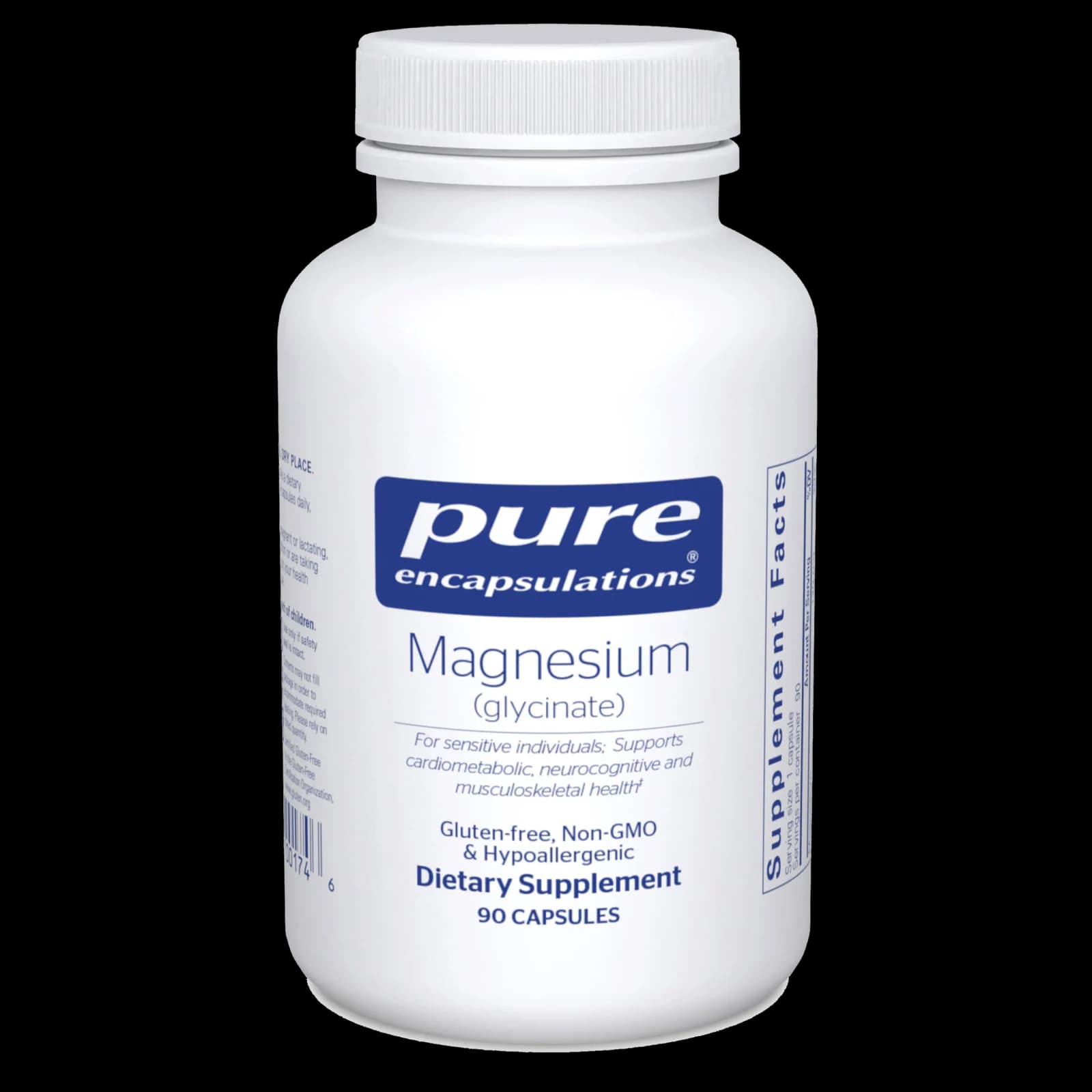 Front of Pure Encapsulations Magnesium (Glycinate) 90-capsule bottle