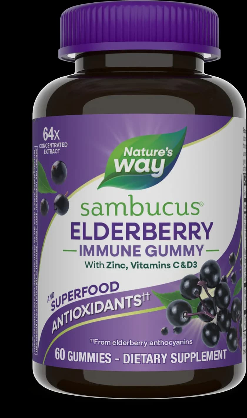Front of the 60-count Nature's Way Sambucus Elderberry Immune Gummy bottle