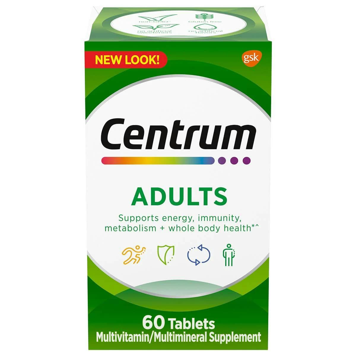 Front of Centrum Adults multivitamin carton