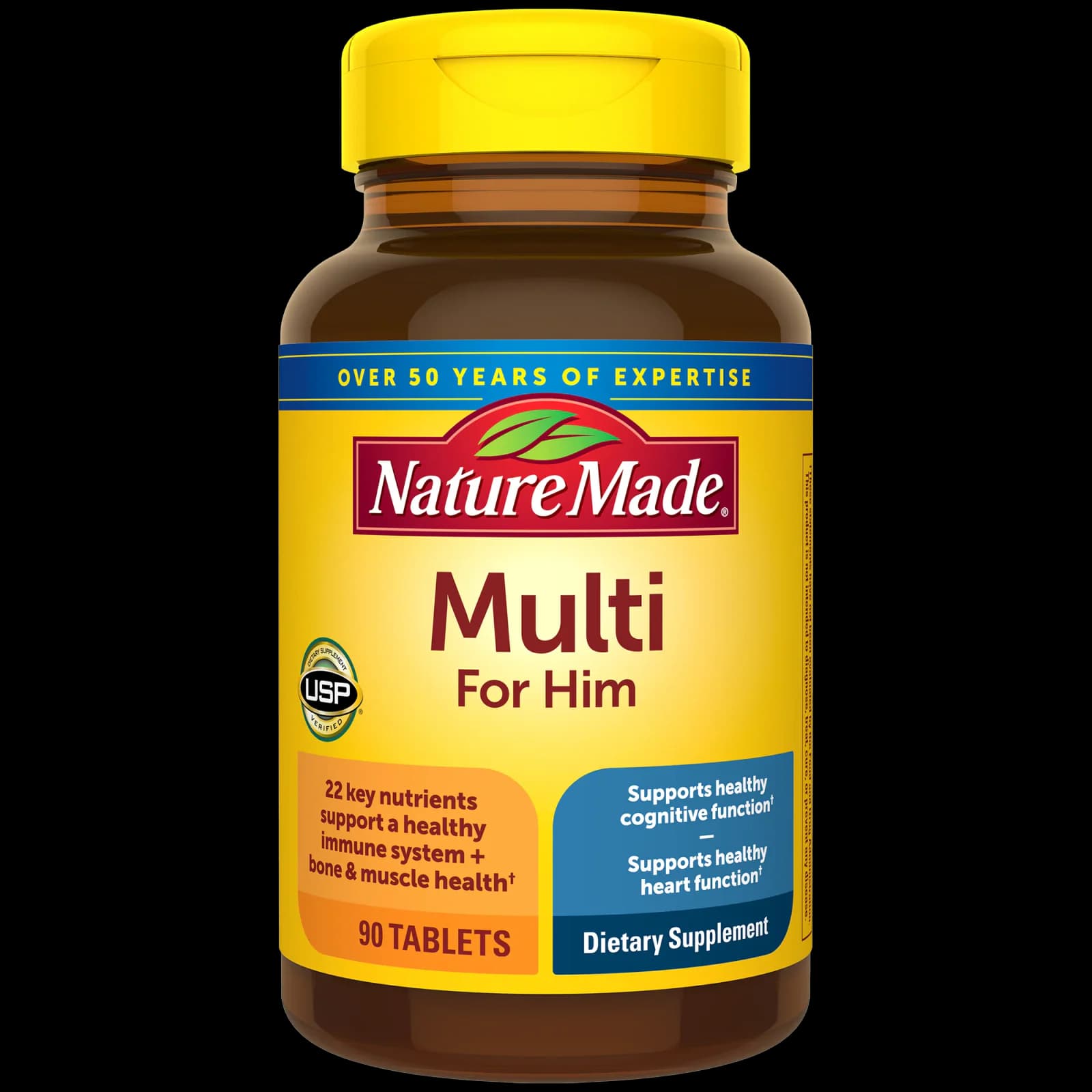 Front of Nature Made Multi for Him 90-tablet bottle