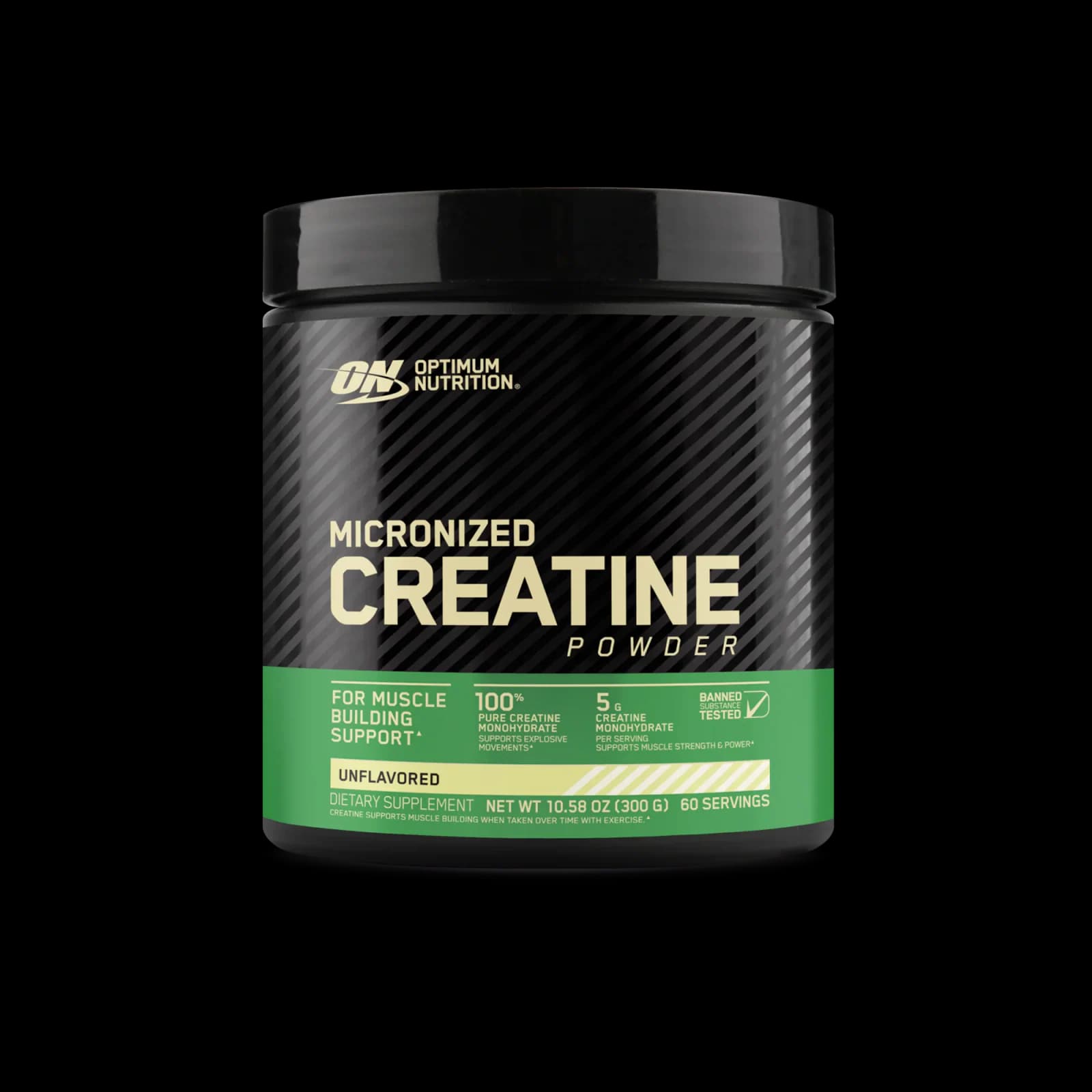 Front of Optimum Nutrition Micronized Creatine Powder, Unflavored, 60-serving (300 g) tub
