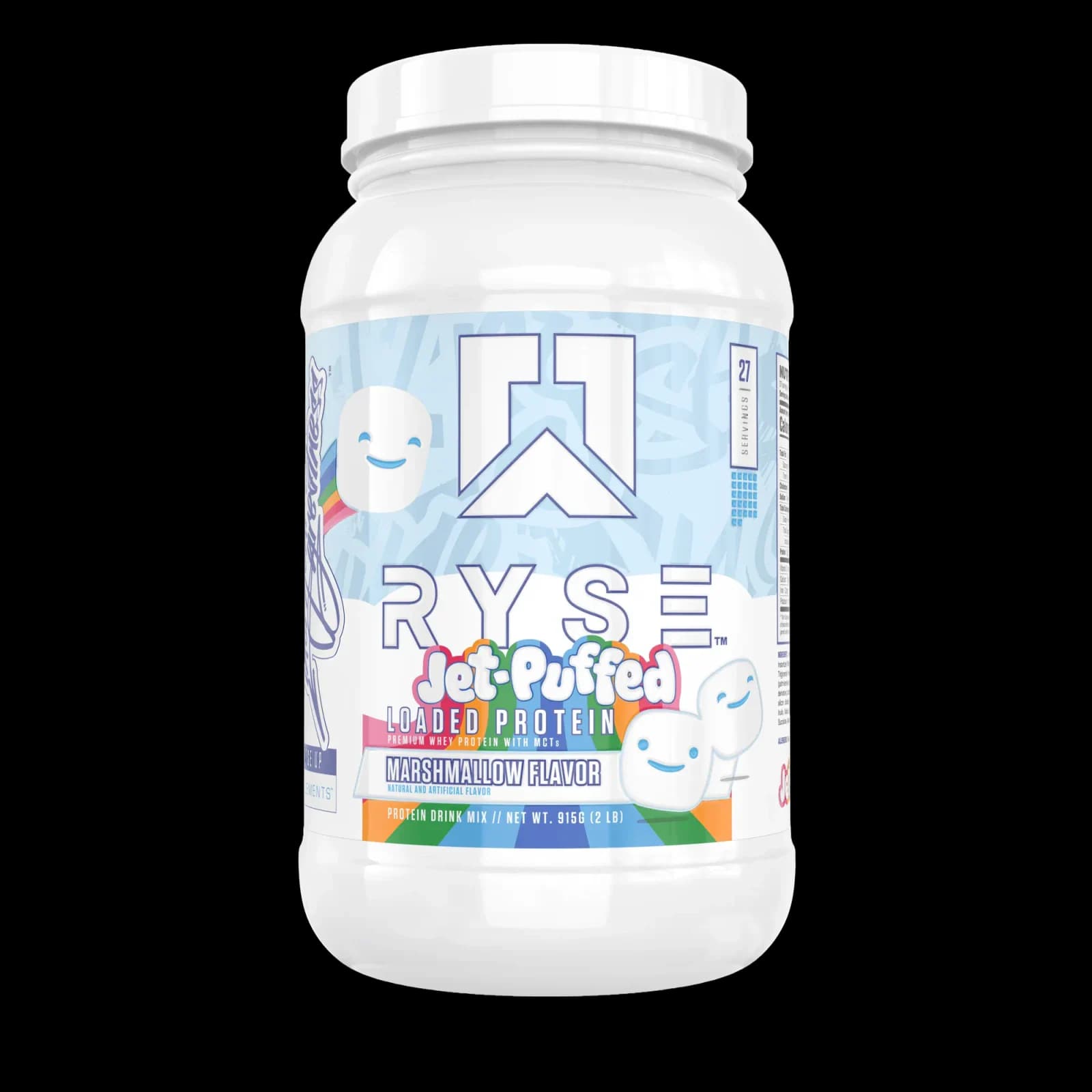 Front of the RYSE Loaded Protein Jet-Puffed Marshmallow 915 g (2 lb) tub
