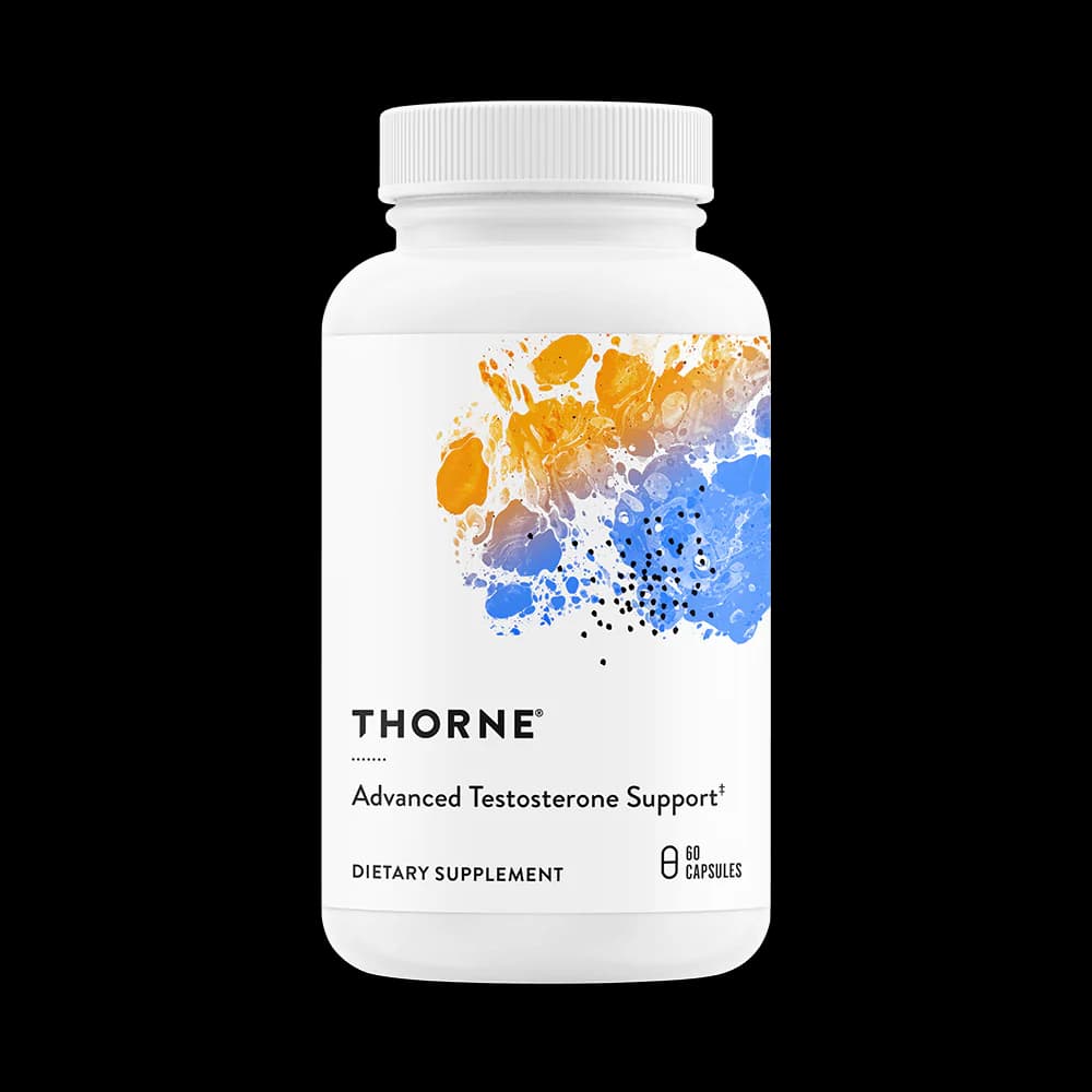 Front of the Thorne Advanced Testosterone Support 60-capsule bottle